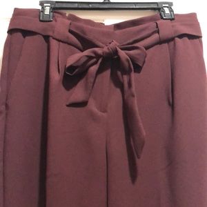 Express high-rise maroon ankle tie dress pants